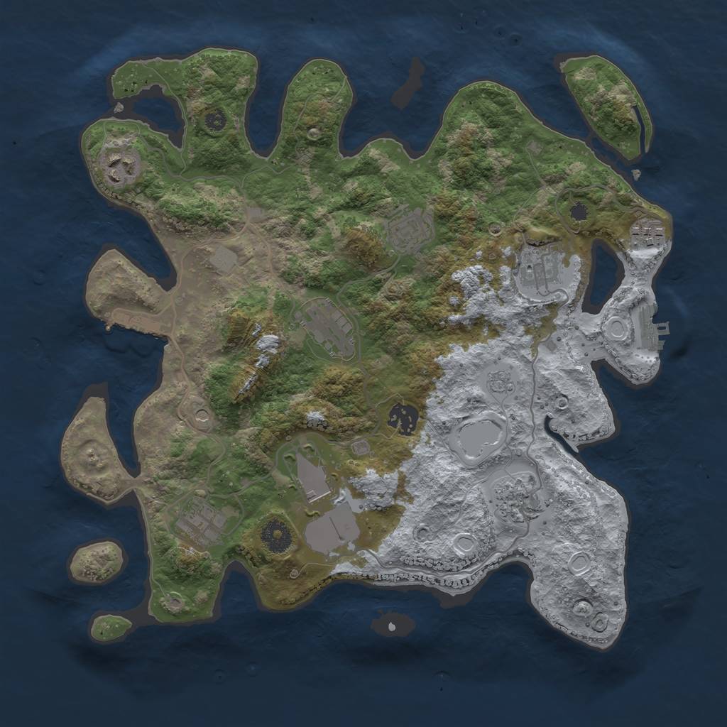 Rust Map: Procedural Map, Size: 3500, Seed: 1369592346, 16 Monuments