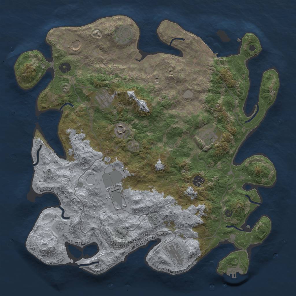 Rust Map: Procedural Map, Size: 4000, Seed: 1270315776, 16 Monuments