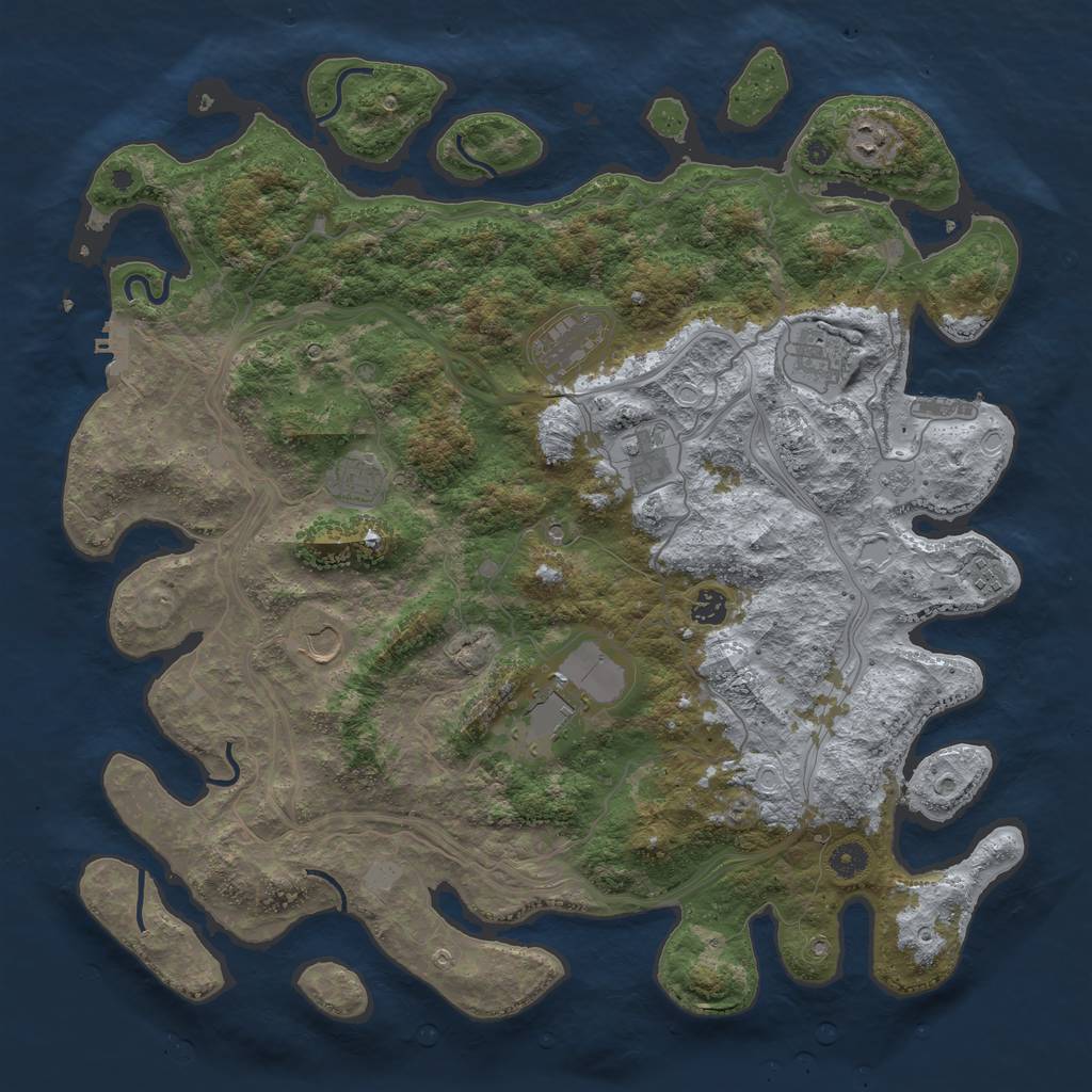 Rust Map: Procedural Map, Size: 4500, Seed: 493909553, 16 Monuments