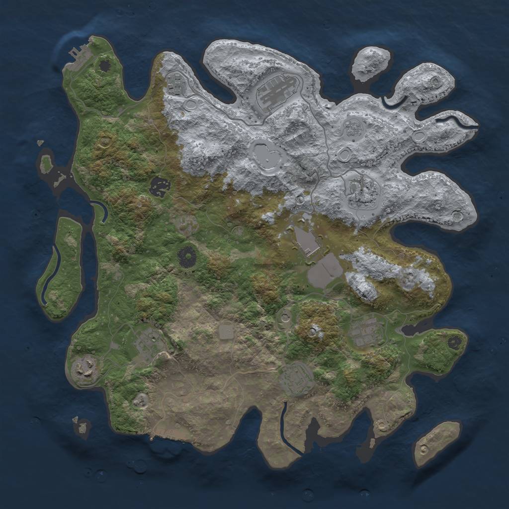 Rust Map: Procedural Map, Size: 3750, Seed: 29786216, 16 Monuments