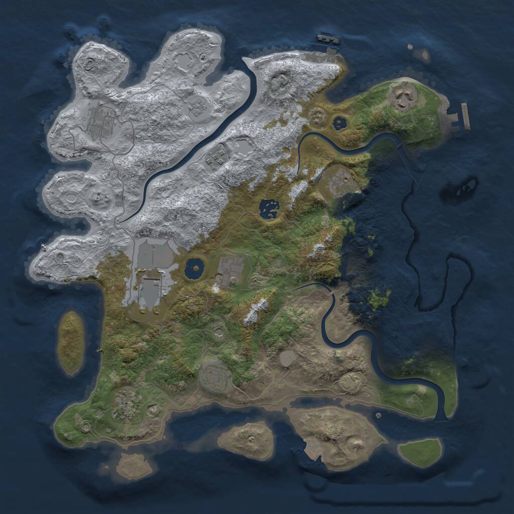 Rust Map: Procedural Map, Size: 3750, Seed: 45913831, 15 Monuments