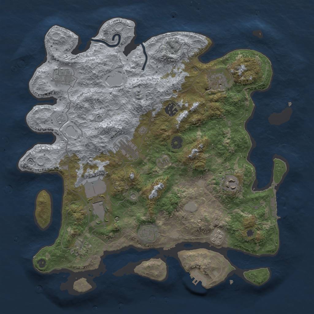 Rust Map: Procedural Map, Size: 3750, Seed: 45913831, 16 Monuments