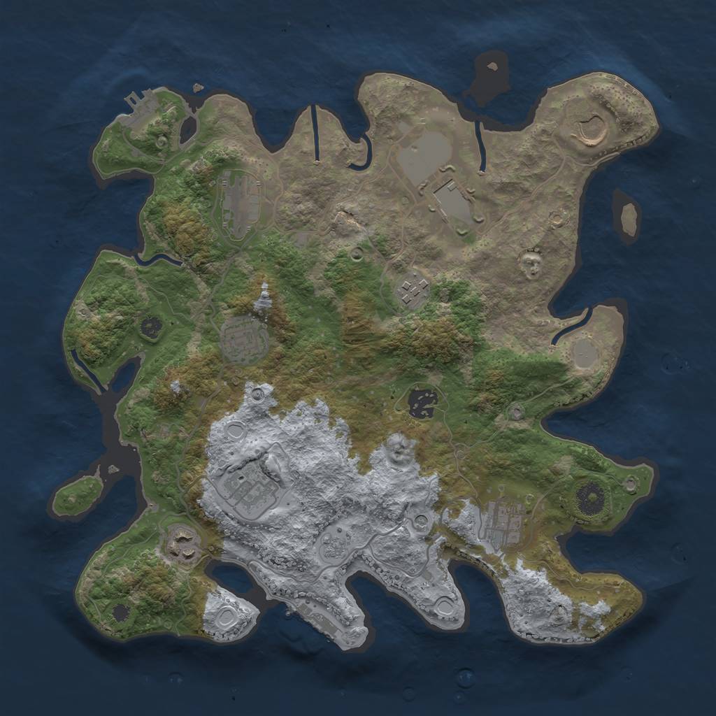 Rust Map: Procedural Map, Size: 3500, Seed: 953982000, 16 Monuments