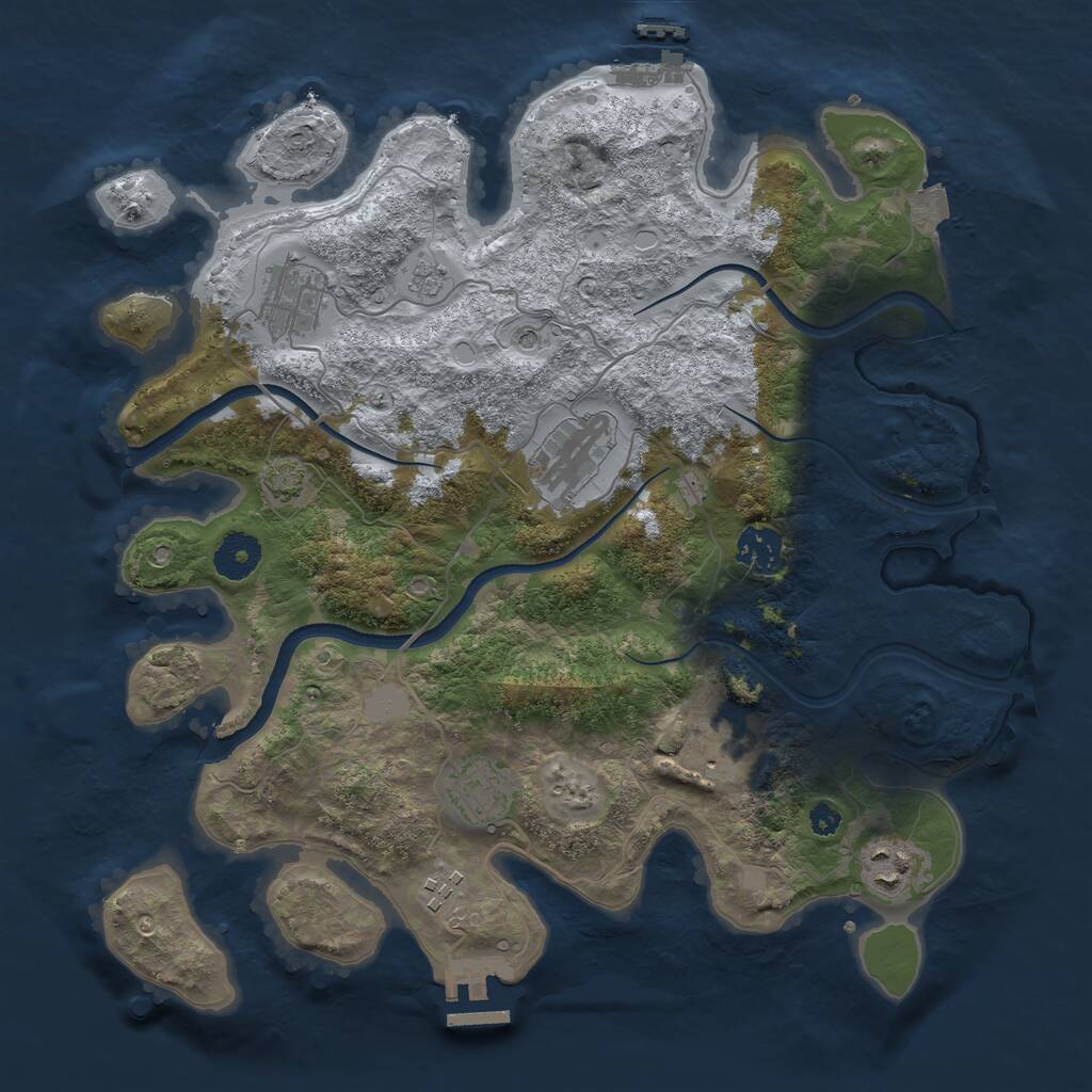 Rust Map: Procedural Map, Size: 3500, Seed: 1845868391, 13 Monuments