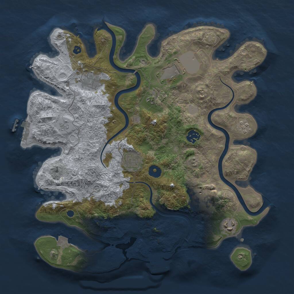 Rust Map: Procedural Map, Size: 3500, Seed: 2138044826, 14 Monuments