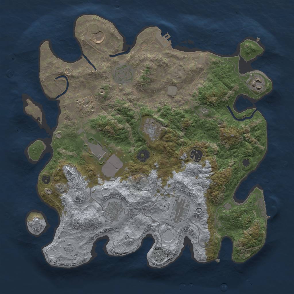 Rust Map: Procedural Map, Size: 3500, Seed: 29345, 17 Monuments