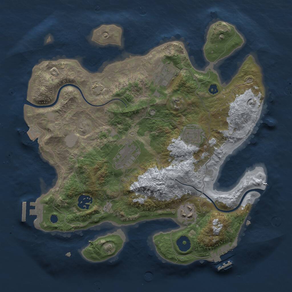Rust Map: Procedural Map, Size: 3000, Seed: 7333699, 9 Monuments