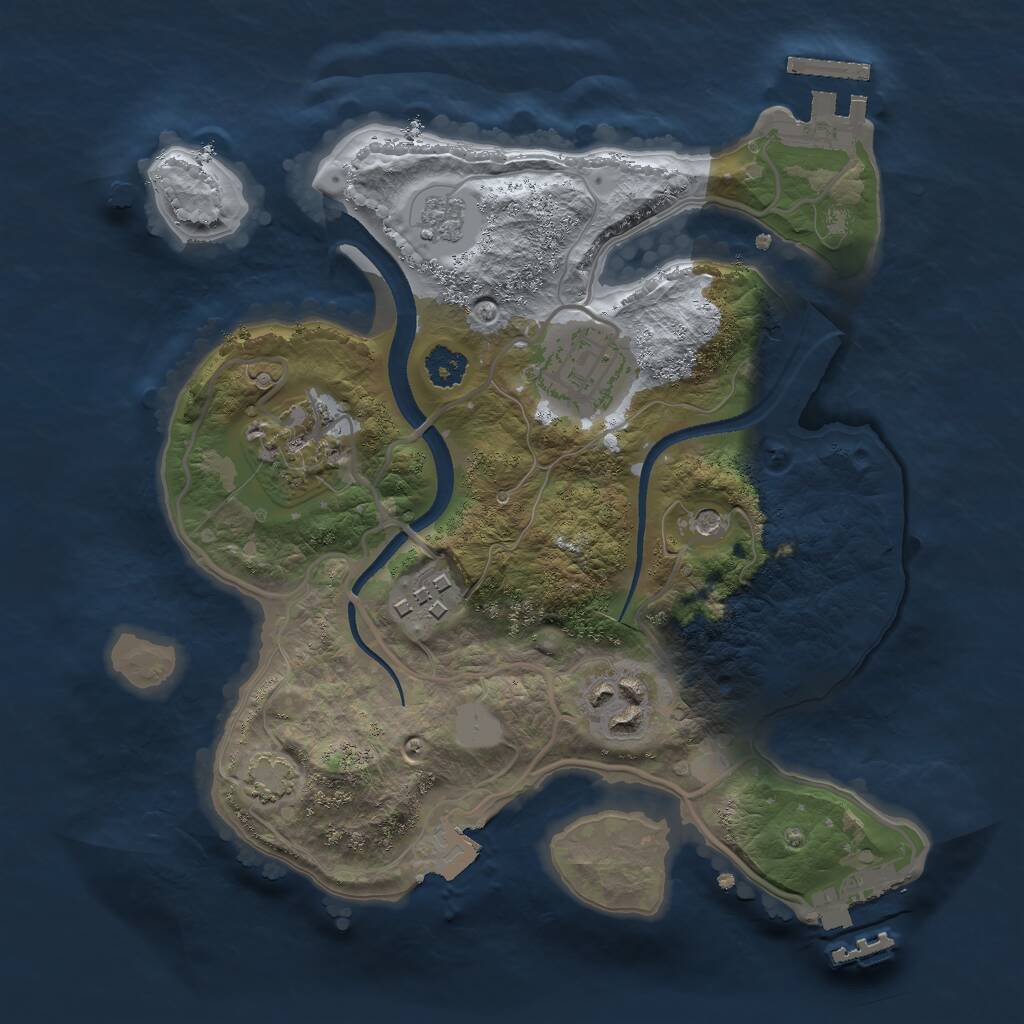 Rust Map: Procedural Map, Size: 2500, Seed: 589236625, 10 Monuments