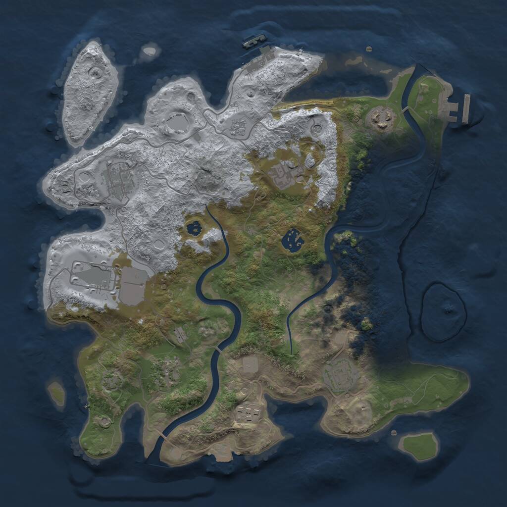 Rust Map: Procedural Map, Size: 3500, Seed: 614441079, 14 Monuments