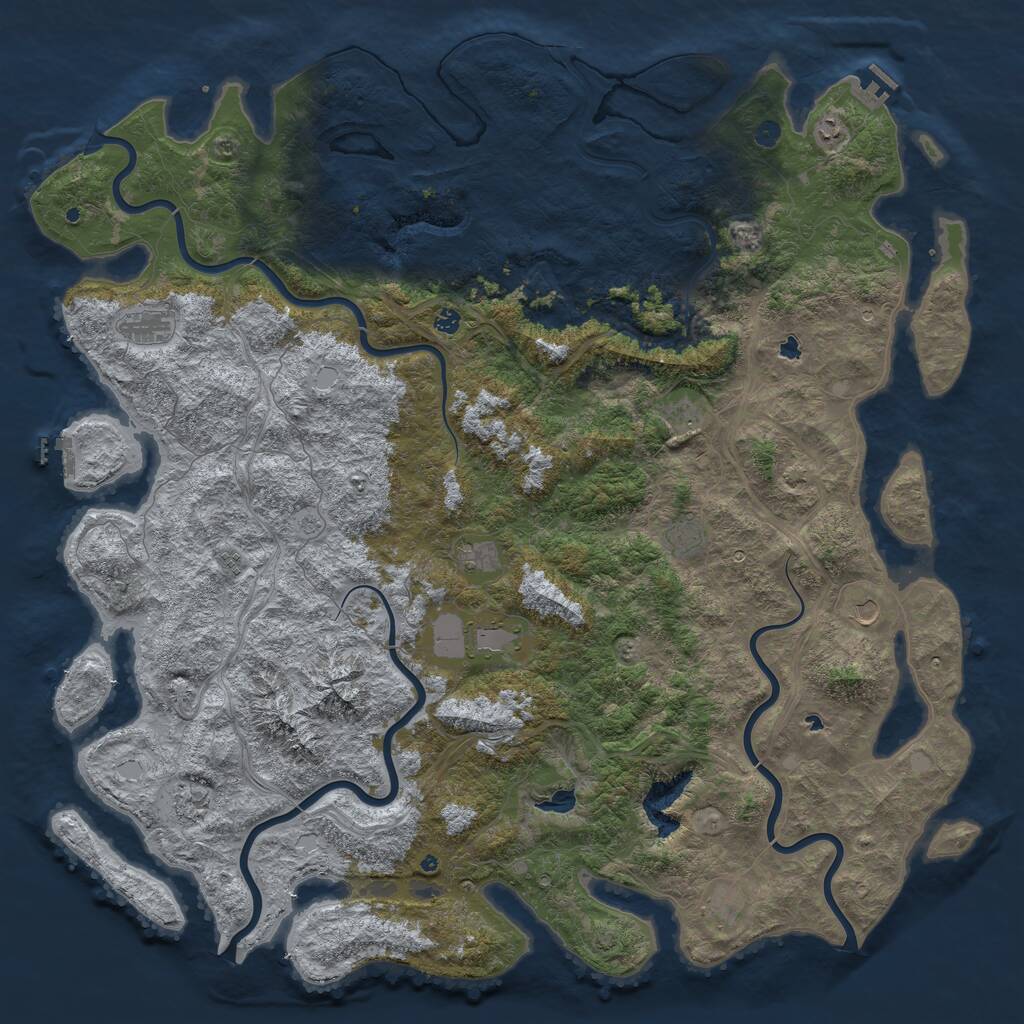 Rust Map: Procedural Map, Size: 6000, Seed: 23021972, 17 Monuments
