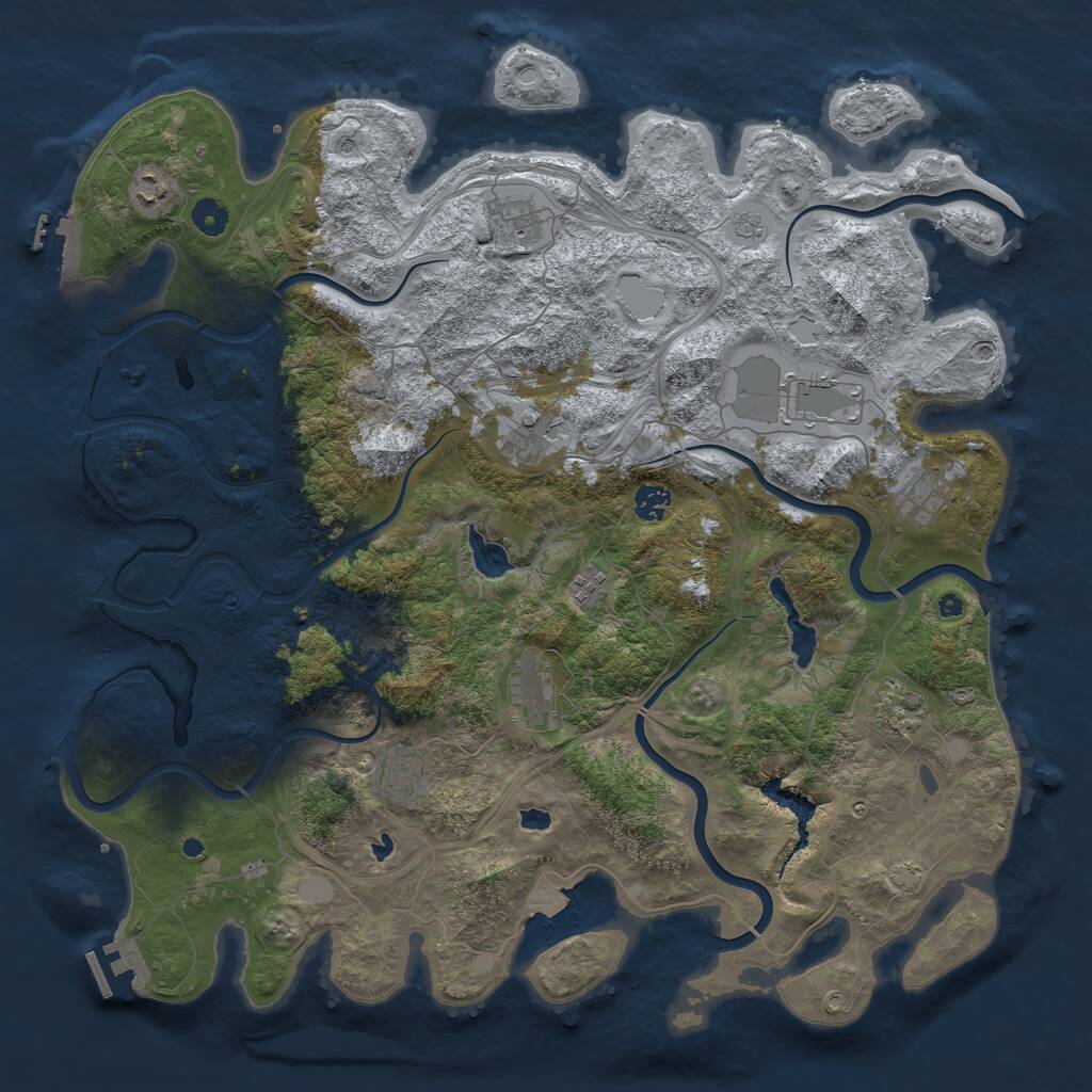 Rust Map: Procedural Map, Size: 4500, Seed: 32023060, 16 Monuments