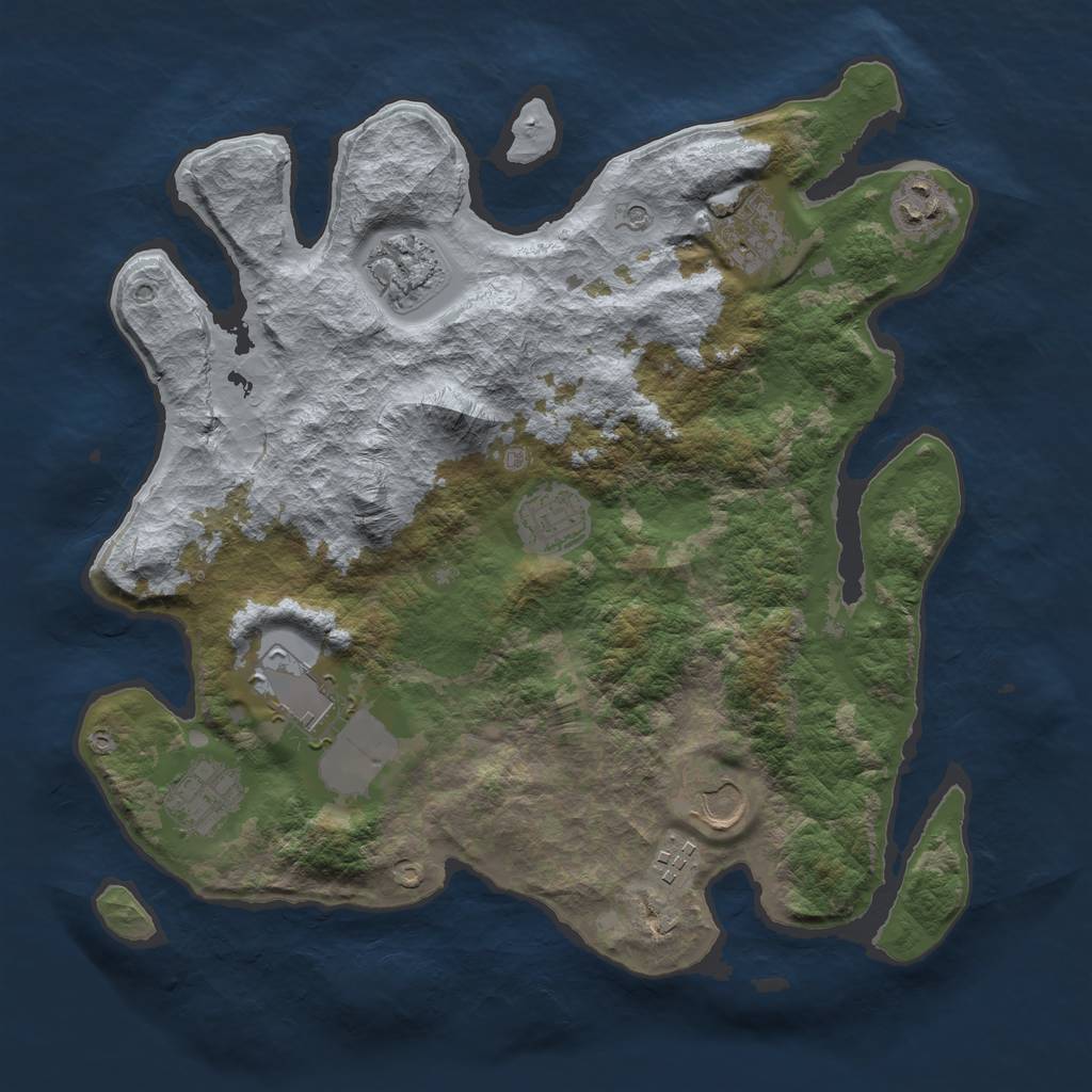 Rust Map: Barren, Size: 3500, Seed: 592929297, 11 Monuments