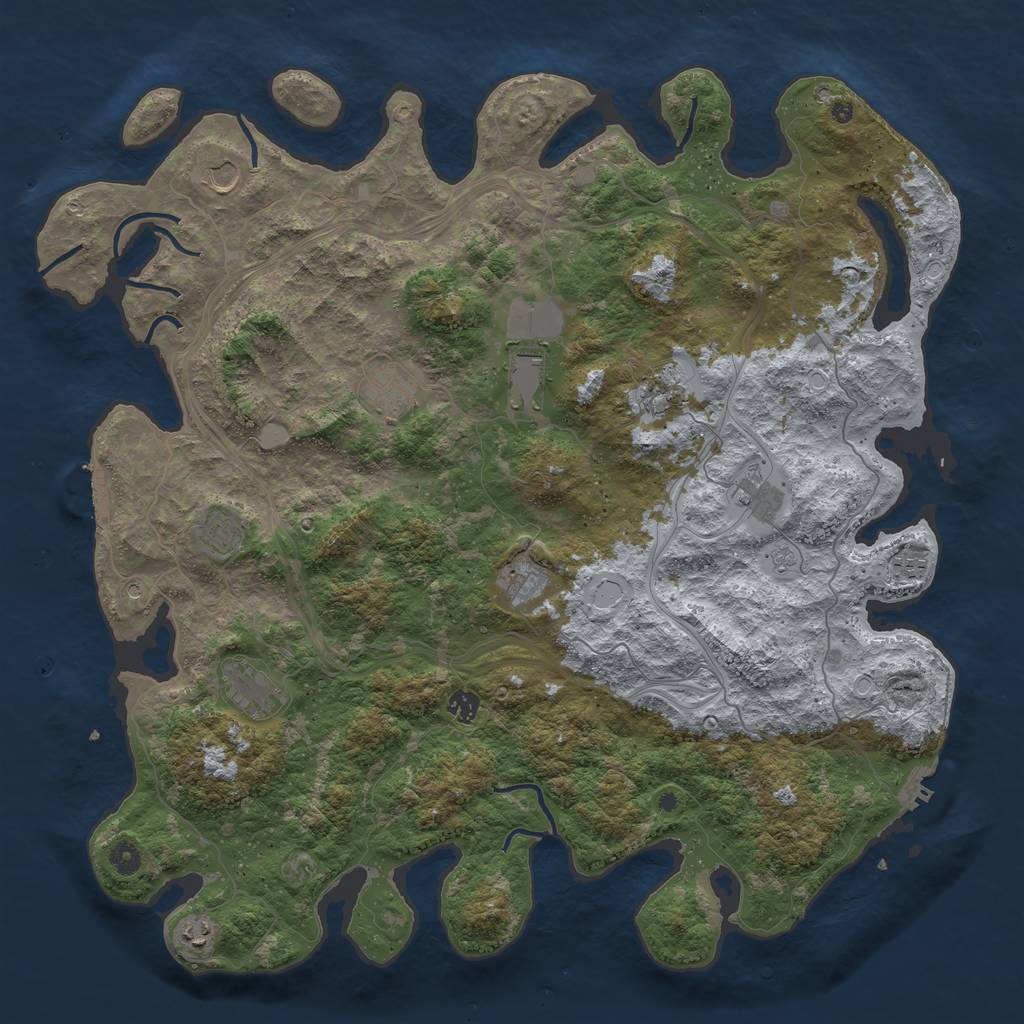 Rust Map: Procedural Map, Size: 4800, Seed: 1236905280, 18 Monuments