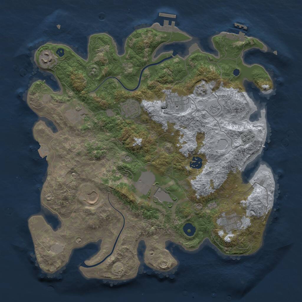 Rust Map: Procedural Map, Size: 3600, Seed: 1186286745, 15 Monuments
