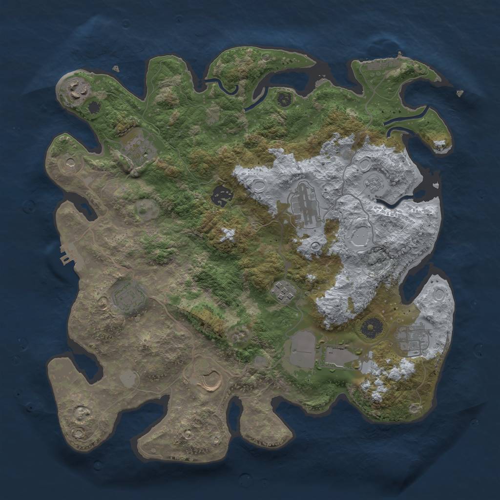 Rust Map: Procedural Map, Size: 3600, Seed: 1186286745, 16 Monuments