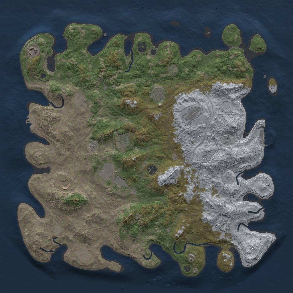 Rust Map: Procedural Map, Size: 4500, Seed: 500621, 18 Monuments