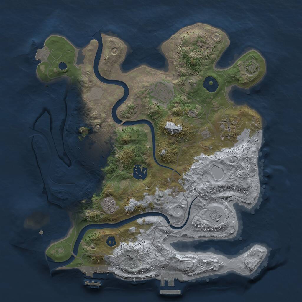 Rust Map: Procedural Map, Size: 3000, Seed: 923386294, 11 Monuments