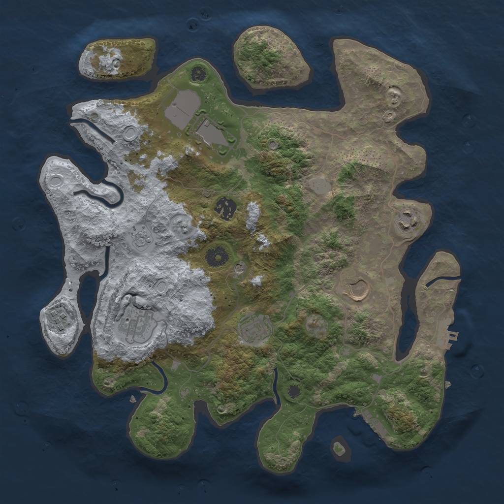 Rust Map: Procedural Map, Size: 3500, Seed: 1749970439, 14 Monuments