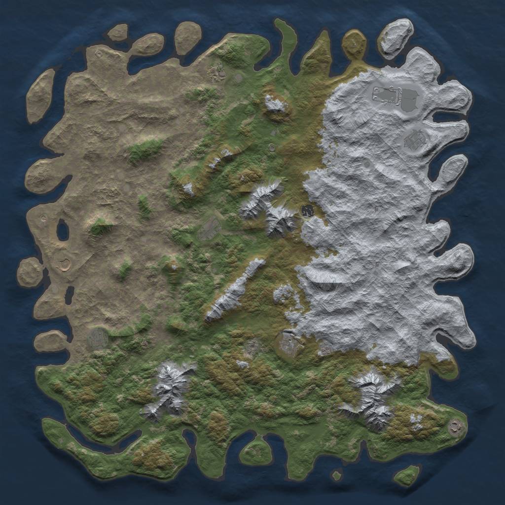 Rust Map: Barren, Size: 6000, Seed: 8000, 13 Monuments