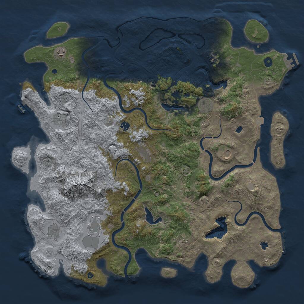 Rust Map: Procedural Map, Size: 5000, Seed: 23456, 16 Monuments
