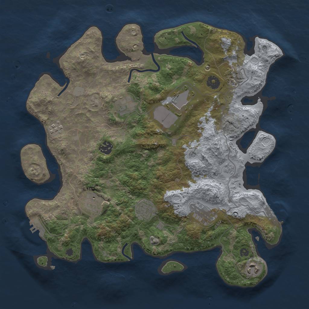 Rust Map: Procedural Map, Size: 3500, Seed: 6519851, 16 Monuments