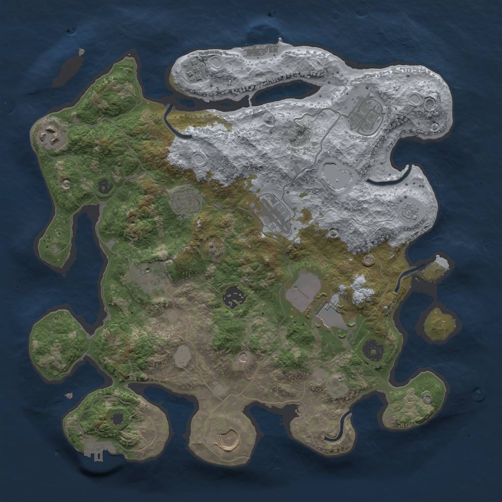 Rust Map: Procedural Map, Size: 3500, Seed: 324338529, 16 Monuments