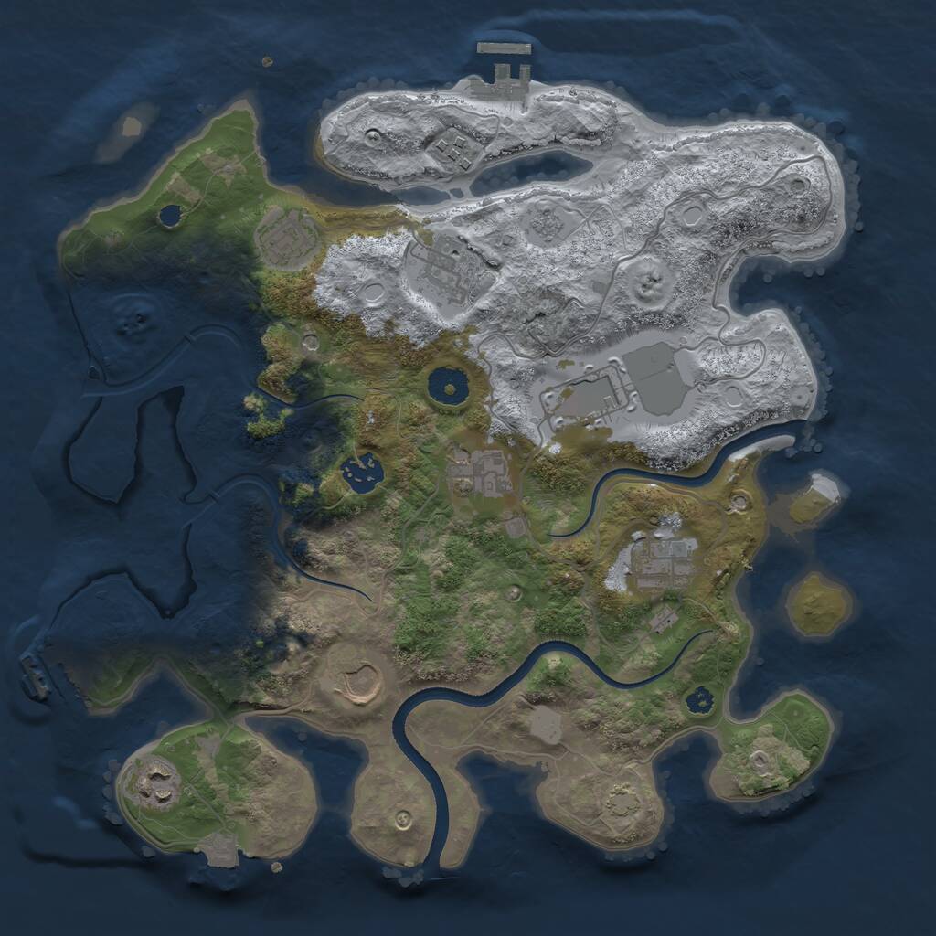 Rust Map: Procedural Map, Size: 3500, Seed: 324338529, 15 Monuments