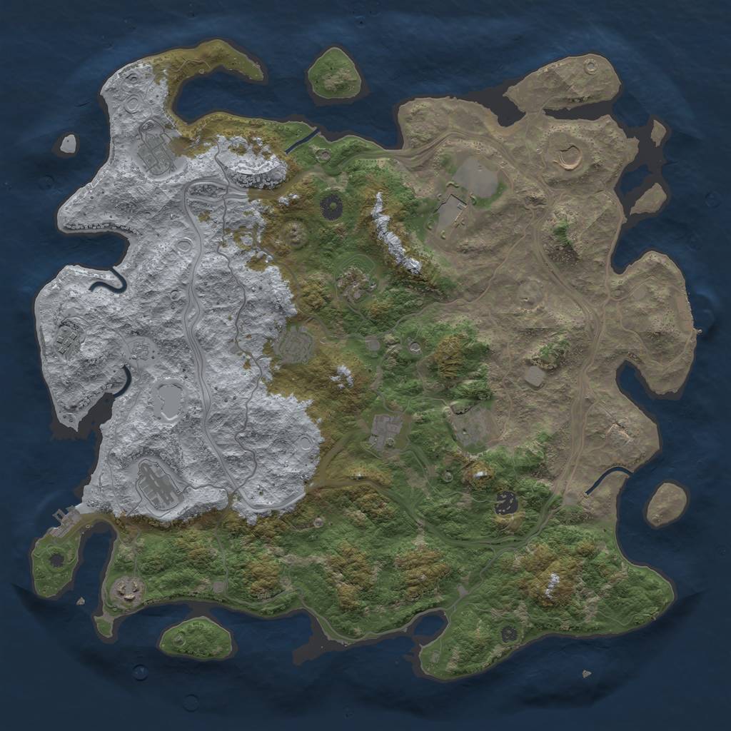 Rust Map: Procedural Map, Size: 4500, Seed: 143571986, 18 Monuments