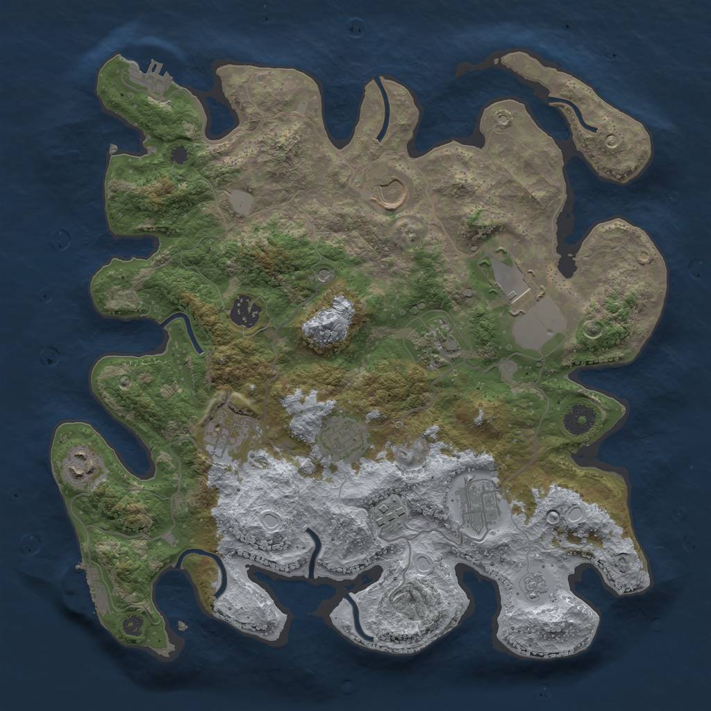 Rust Map: Procedural Map, Size: 3500, Seed: 190837655, 16 Monuments