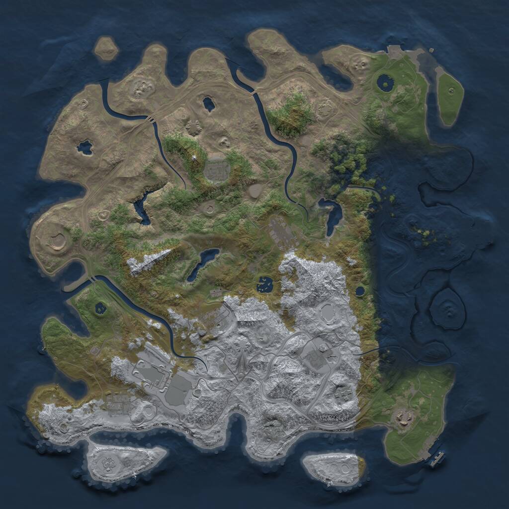 Rust Map: Procedural Map, Size: 4500, Seed: 186136361, 16 Monuments