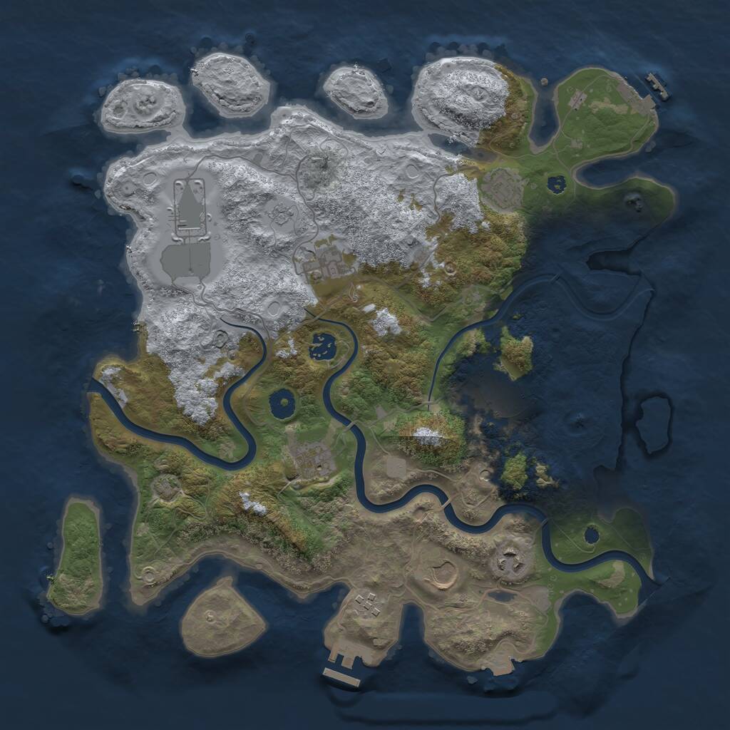 Rust Map: Procedural Map, Size: 3900, Seed: 663722414, 15 Monuments