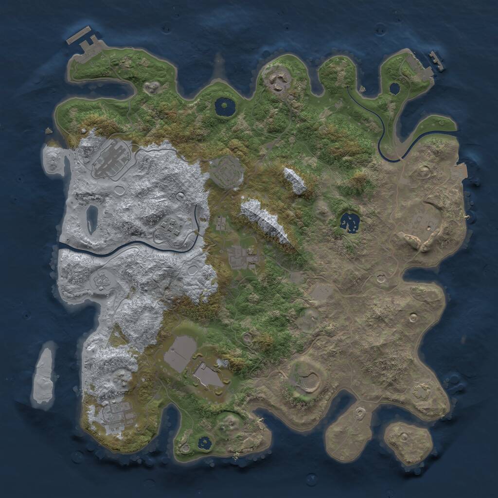 Rust Map: Procedural Map, Size: 3700, Seed: 62477164, 16 Monuments