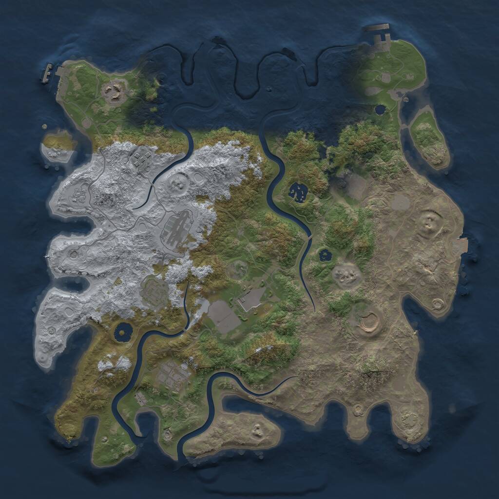 Rust Map: Procedural Map, Size: 3900, Seed: 34990276, 15 Monuments