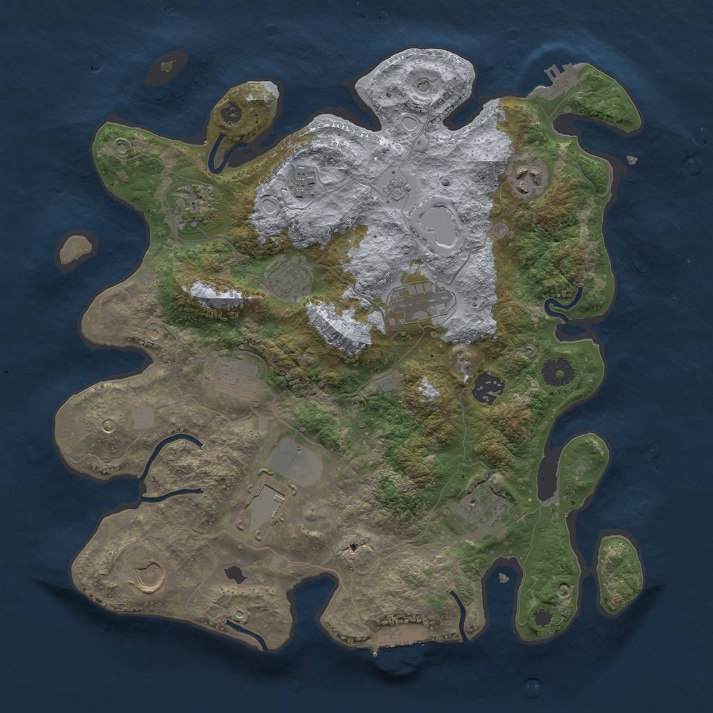 Rust Map: Procedural Map, Size: 3500, Seed: 687741111, 17 Monuments