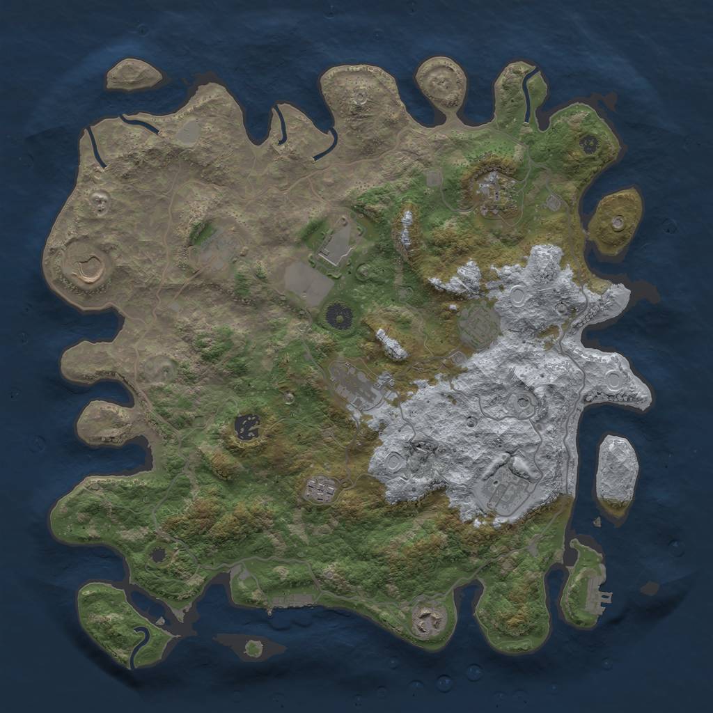 Rust Map: Procedural Map, Size: 4000, Seed: 1347065500, 16 Monuments