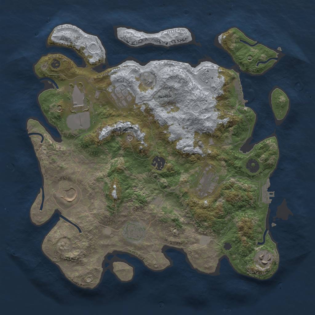Rust Map: Procedural Map, Size: 3501, Seed: 553268051, 14 Monuments