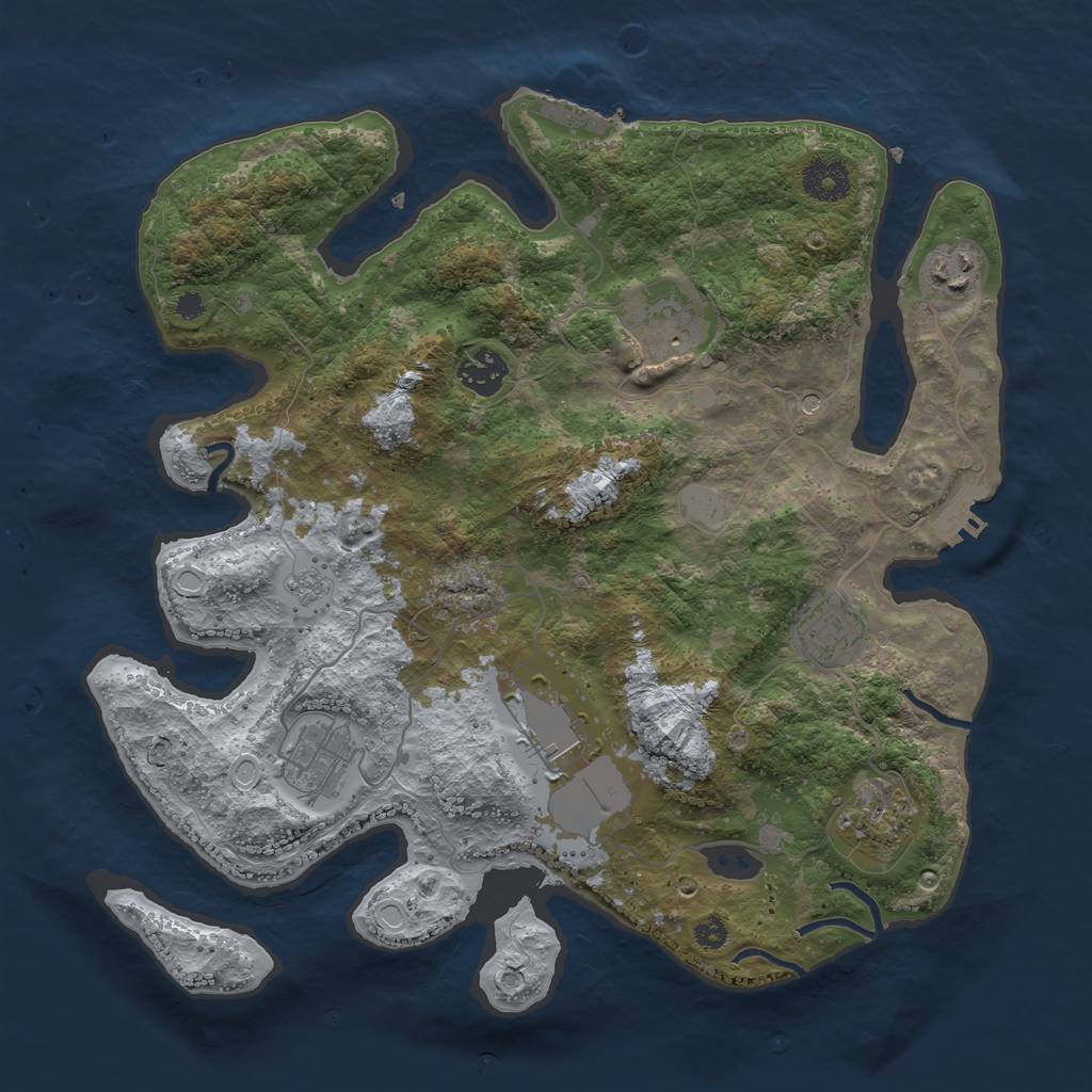 Rust Map: Procedural Map, Size: 3500, Seed: 313719, 14 Monuments