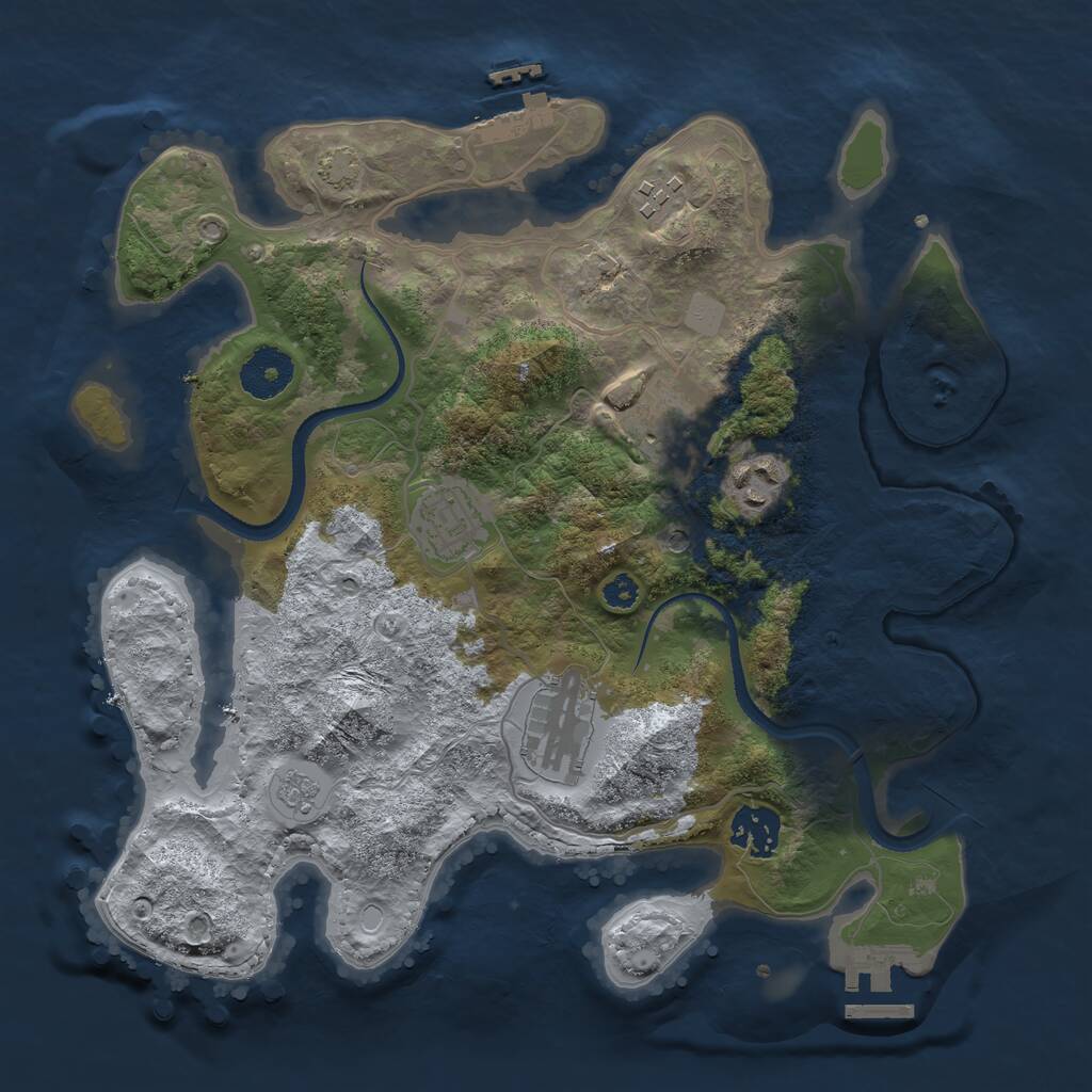 Rust Map: Procedural Map, Size: 3200, Seed: 2552, 12 Monuments