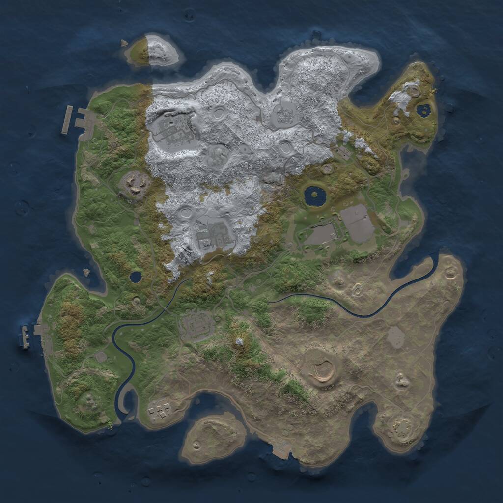 Rust Map: Procedural Map, Size: 3500, Seed: 2135391037, 12 Monuments