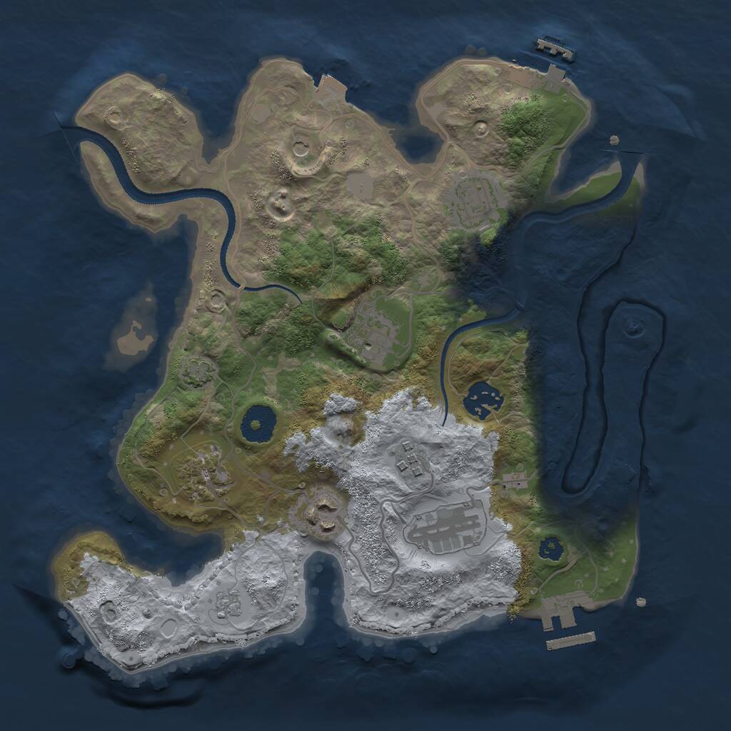 Rust Map: Procedural Map, Size: 3000, Seed: 1583188621, 13 Monuments