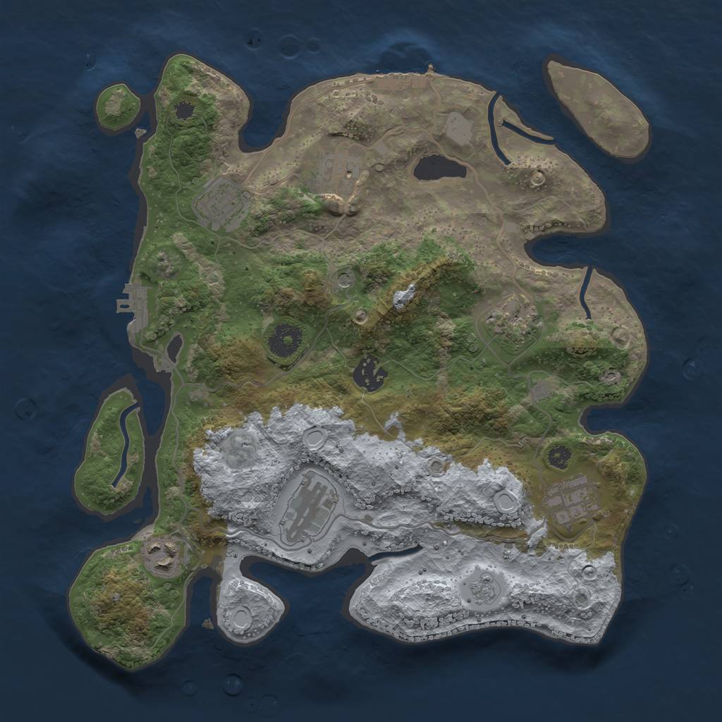 Rust Map: Procedural Map, Size: 3250, Seed: 32442, 14 Monuments