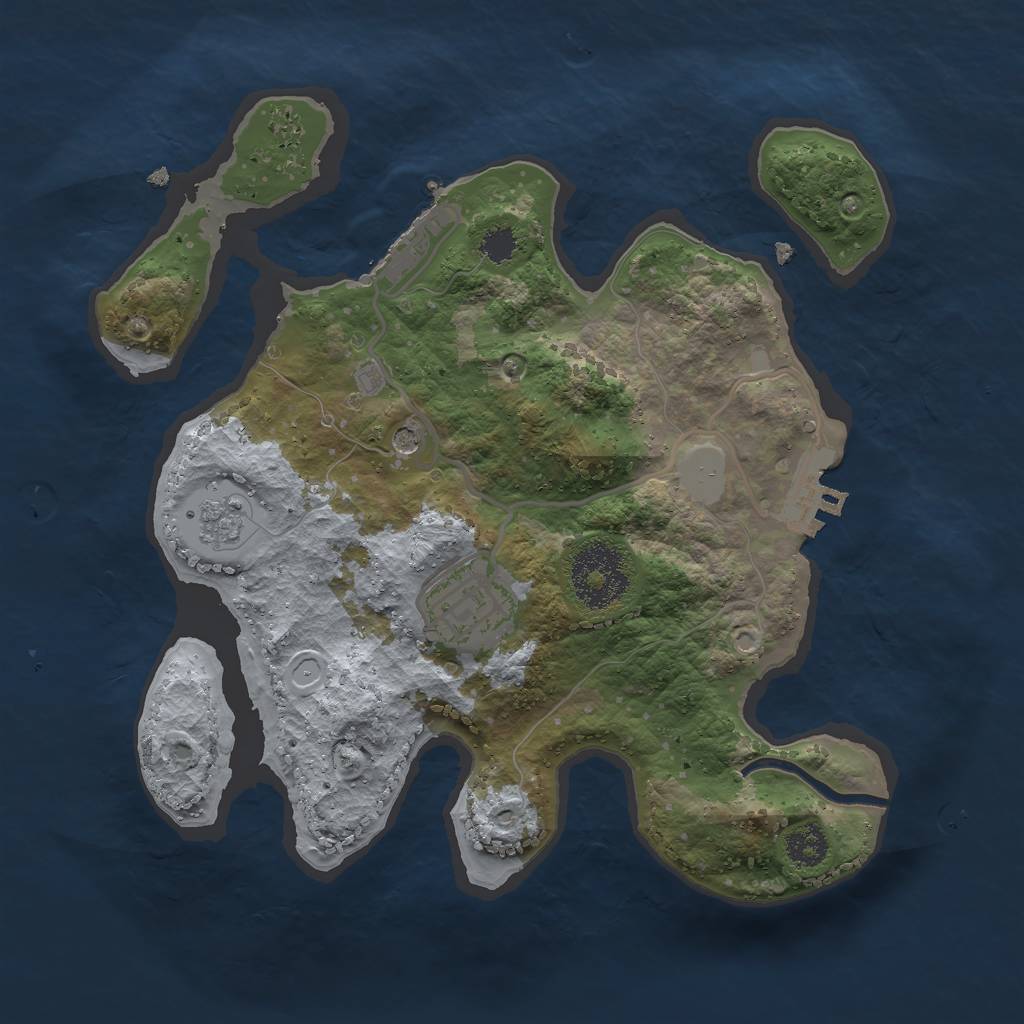 Rust Map: Procedural Map, Size: 2500, Seed: 658785, 8 Monuments