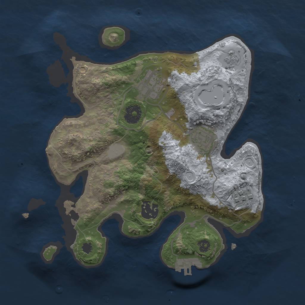 Rust Map: Procedural Map, Size: 2500, Seed: 93836513, 9 Monuments