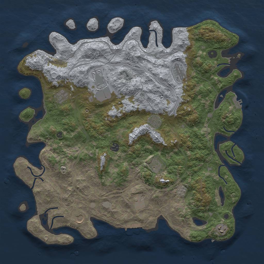 Rust Map: Procedural Map, Size: 4500, Seed: 987123, 16 Monuments