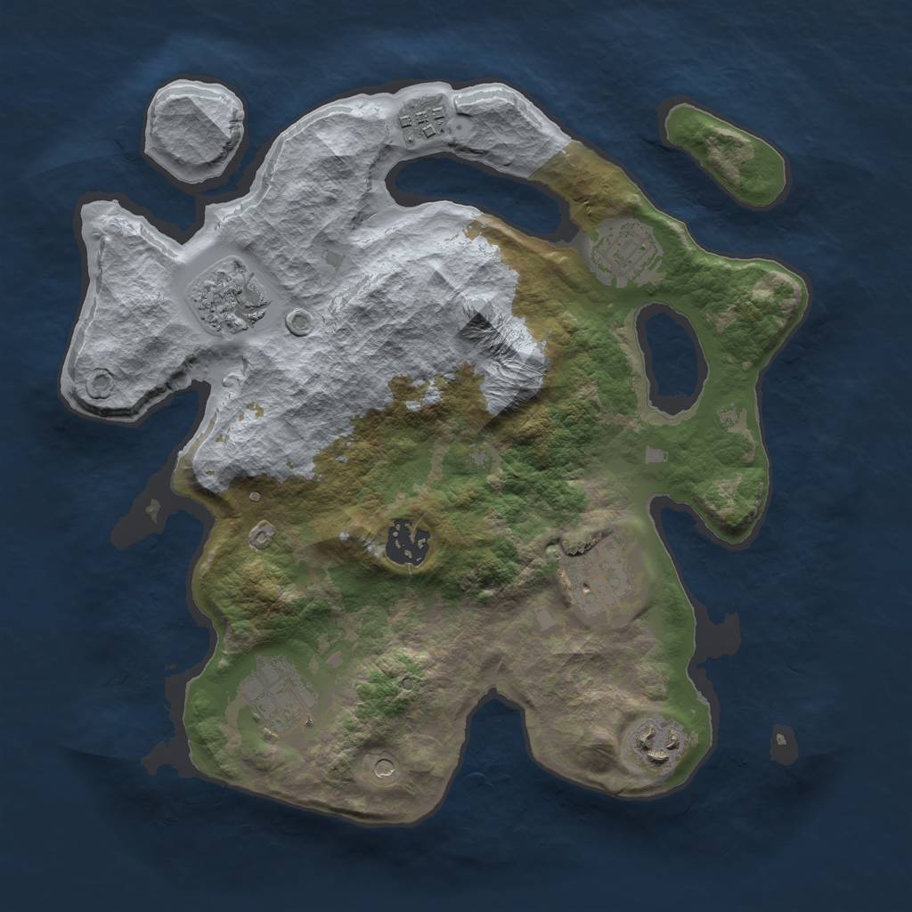 Rust Map: Barren, Size: 3000, Seed: 1832527895, 10 Monuments
