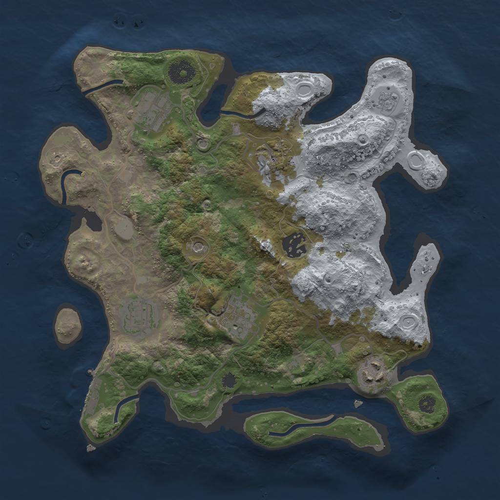 Rust Map: Procedural Map, Size: 3000, Seed: 2135544426, 12 Monuments