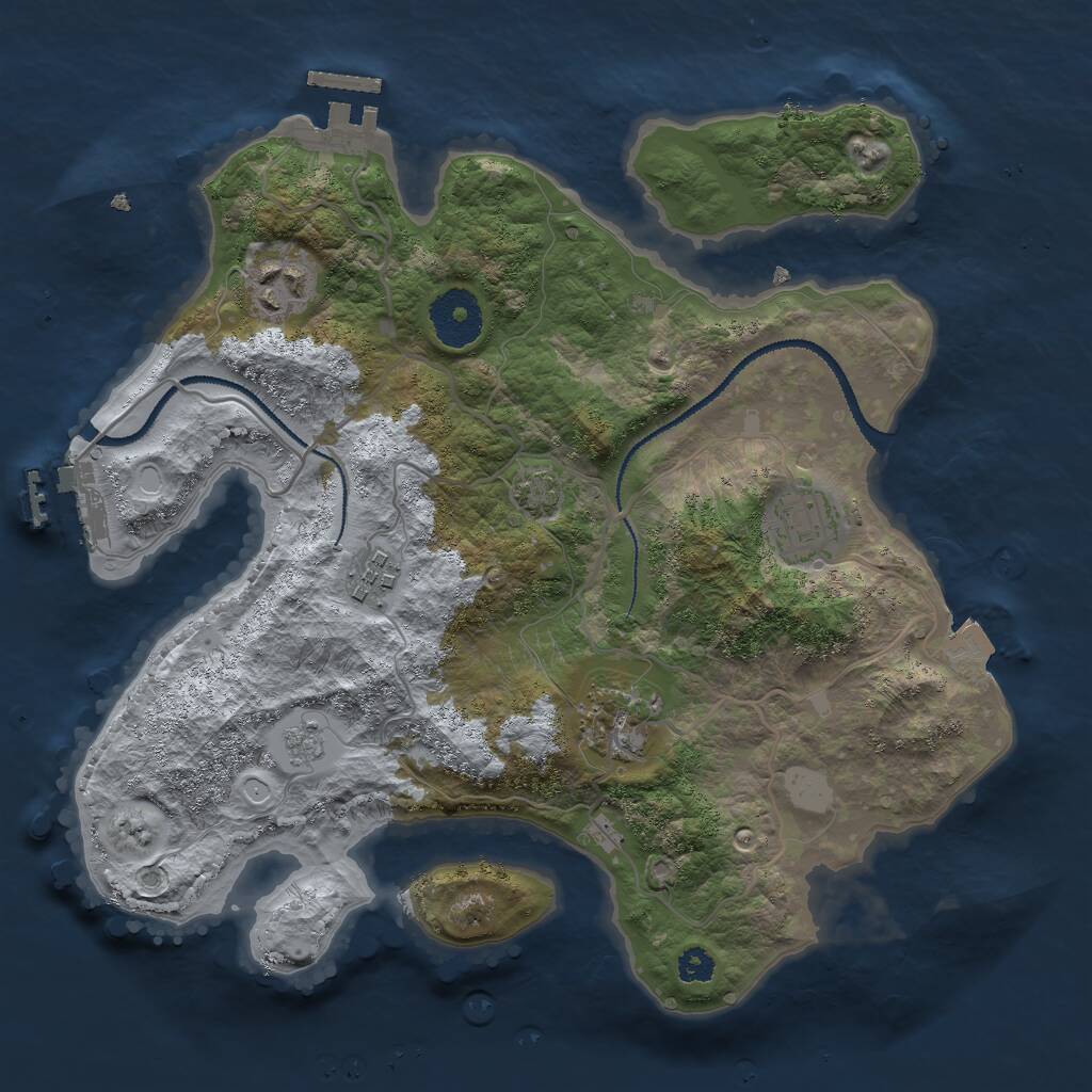 Rust Map: Procedural Map, Size: 3000, Seed: 23008, 9 Monuments