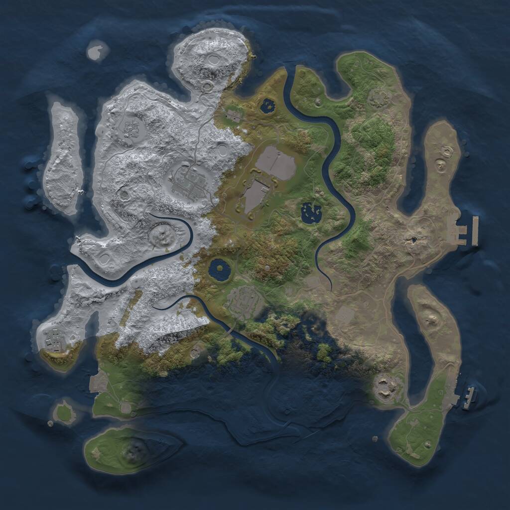 Rust Map: Procedural Map, Size: 3500, Seed: 3336, 12 Monuments