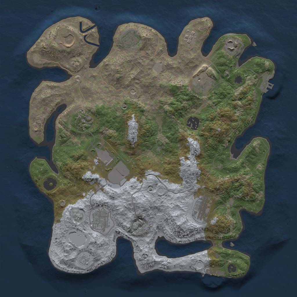 Rust Map: Procedural Map, Size: 3500, Seed: 2125079946, 17 Monuments