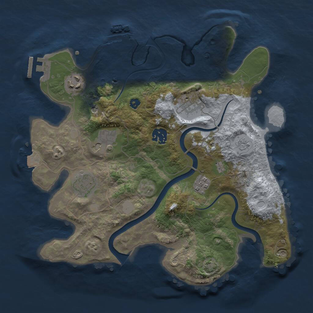 Rust Map: Procedural Map, Size: 3000, Seed: 2453785, 12 Monuments